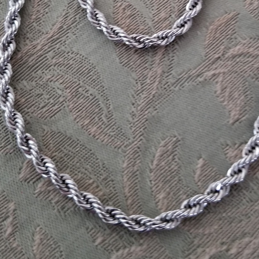 Long Silver Colored Rope Necklace - Picture 5 of 5